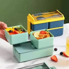 Lunchera Plástica con Cubiertos 1400ml