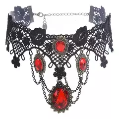 CHOKER GOTICO DE ENCAJE CON GEMAS - comprar online
