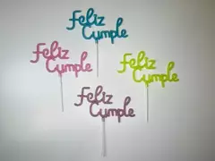 TOPPER NEON FELIZ CUMPLE BRILLITOS