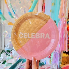 Plato de Polipapel Celebra Rosa - comprar online