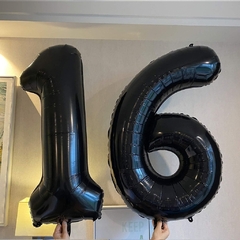 Globo Metalizado de Número de 16" Negro. - comprar online