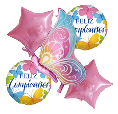 Set de Globos Mariposa Feliz Cumpleaños 5 piezas - comprar online