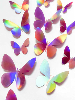 Mariposa 3D Iridiscente Adhesiva x 12 en internet