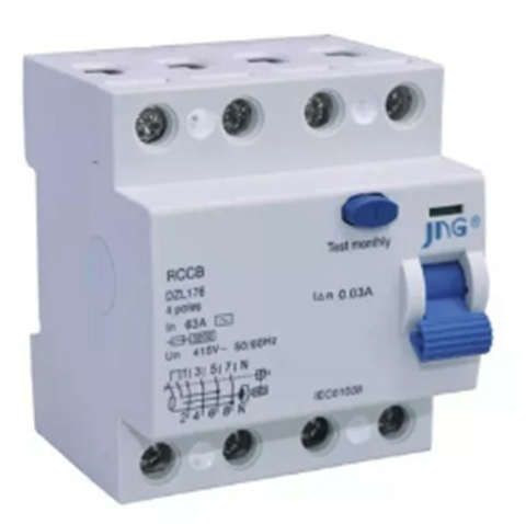 INTERRUPTOR DIFERENCIAL RESIDUAL (IDR) JNG | DZL176 | BIPOLAR | 63 AMPERES | 30MA | CLASSE AC