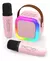 Parlante Bluetooth Portatil Led Mini Karaoke 2 Micrófono Color Rosa