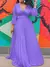 Vestido maxi chiffon plissado feminino, vestidos de festa de aniversário, manga comprida na internet
