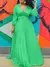 Vestido maxi chiffon plissado feminino, vestidos de festa de aniversário, manga comprida - comprar online