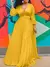 Vestido maxi chiffon plissado feminino, vestidos de festa de aniversário, manga comprida - loja online