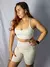 Conjunto Fitness Power com Top Cruzado e Short Modelador- Off White - comprar online