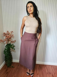 Saia Alfaiataria Midi com Botões na Lateral - Marino Fashion Store