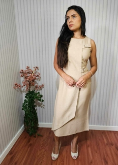 Vestido Alfaiataria Midi Transpassado com Fivelas (Ester) - Marino Fashion Store
