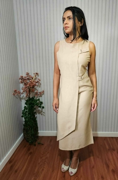 Vestido Alfaiataria Midi Transpassado com Fivelas (Ester) - comprar online
