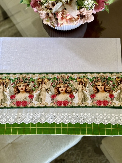 Pano de Copa Natalino Anjos com Broderi - comprar online