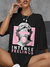 camiseta Feminina ombro caído Escultura & Carta Gráfica PLUS SIZE na internet