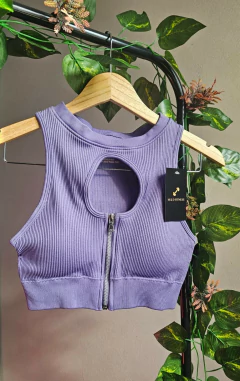 CONJUNTO SEAMLESS MORLEY. TOP CON CIERRE Y ESCOTE. VIOLETA - comprar online