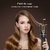 Modelo de cabelo automático Glowi, mostrando uma mulher com cabelos ondulados e o modelador em uso.