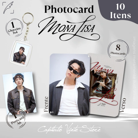 Kit Mona Lisa- Com 8 Photocards, 1 Postcard e 1 Chaveiro - Fanmade –| J-Hope | BTS | Army | Ver. 1 - comprar online