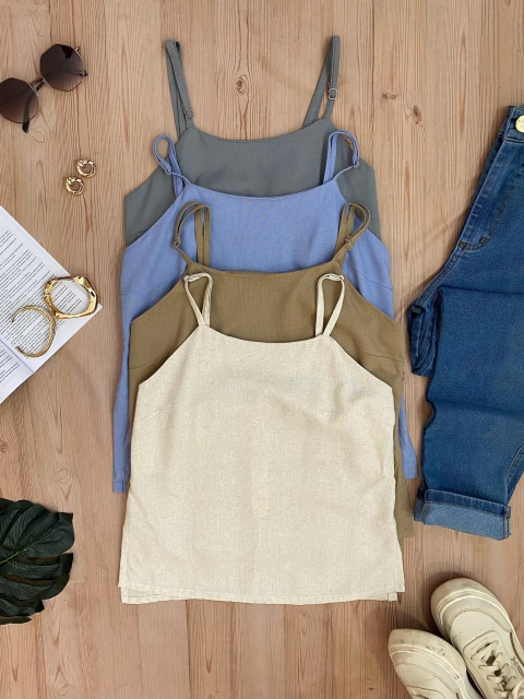 BLUSA ALÇA FINA DE LINHO - comprar online