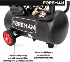 Compresor de aire 24lts libre de aceite silencioso FOCS03 FOREMAN - HERRAMIENTA Y MÁS