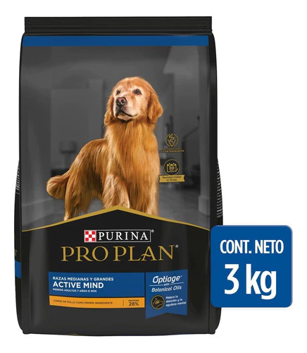 Purina Pro Plan Optiage Active Mind 7+ Perro Senior - Mediana/grande - Pollo - 3 Kg - 3 Kg - Bolsa - Seca