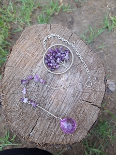 Colgante prisma con piedra Amatista
