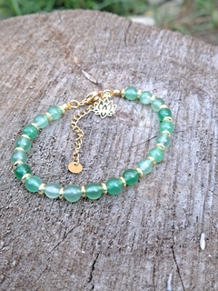 Pulsera de piedra Aventurina con cierre acero quirúrgico dorado