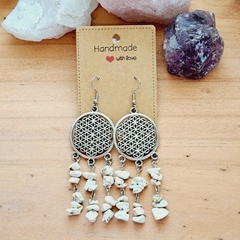 Aros en piedra Howlita Blanca - comprar en línea
