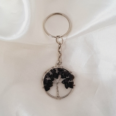 Llavero con piedra Obsidiana