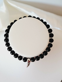 Imagen de Pulsera de piedra Turmalina negra y dije San Benito.