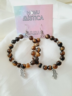 Aros con piedra ojo de tigre - comprar en línea