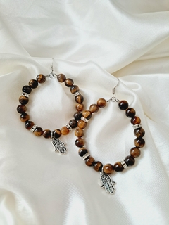 Aros con piedra ojo de tigre