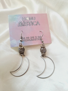 Aros luna con piedra labradorita