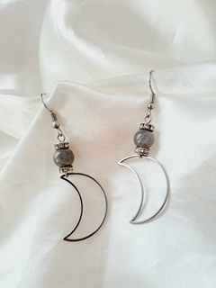 Aros luna con piedra labradorita - comprar en línea