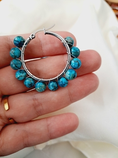 Aros en piedra natural turquesa - comprar en línea