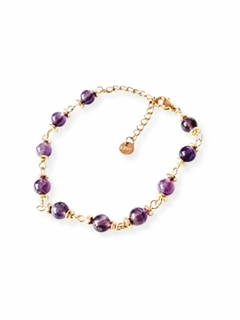 Pulsera de piedra amatista en acero dorado en internet