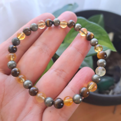 Pulsera Abundancia (Ojo De Tigre, Pirita, Citrino)