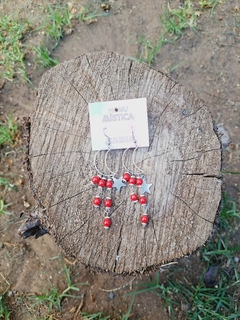Aros Luna con piedra coral rojo - comprar en línea
