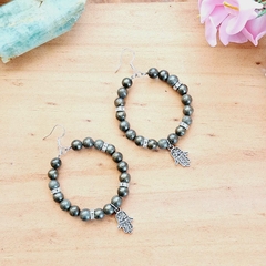Aros de piedra Pirita - Ganchos de Plata - comprar en línea