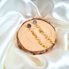 Aros con piedra Citrino - Acero Inoxidable plateado
