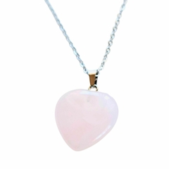 Collar Cuarzo Rosa con piedra en forma de corazón - comprar en línea