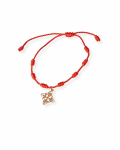 Pulsera 7 nudos con dije Nudo de Bruja - Dije dorado acero quirúrgico - PIEDRAS HONU