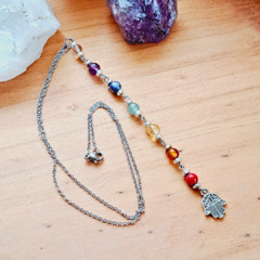 Collar 7 Chakras y dije Mano de Fátima