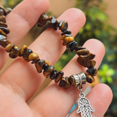 Pulsera de Ojo de Tigre de piedra rústica