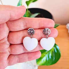 Aros de piedra Jade Blanco en forma de corazón en internet