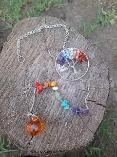 Colgante prisma con piedras 7 chakras - comprar en línea