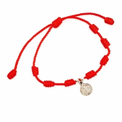 Pulsera Tibetana de protección - Pulsera hilada 7 Nudos y dije San Benito