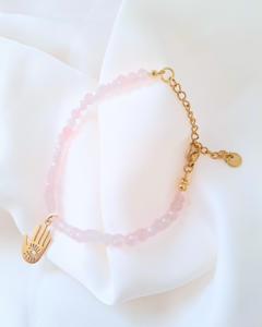 Pulsera de piedra facetada Cuarzo rosa