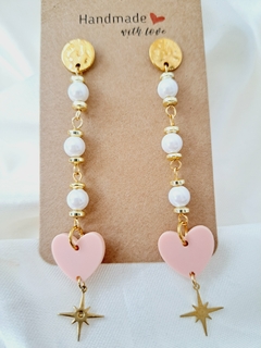 Aros Corazón en Rosa