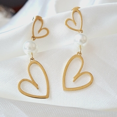 Aros Corazón - Acero Inoxidable Dorado
