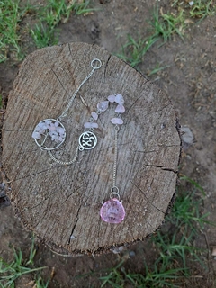 Colgante prisma con piedra Cuarzo Rosa - comprar en línea